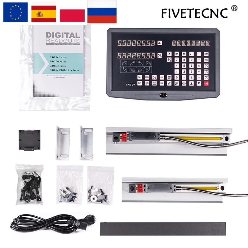 

2 Axis Digital Readout Display Milling Lathe Machine DRO Linear Encoder Glass Scale Sensor