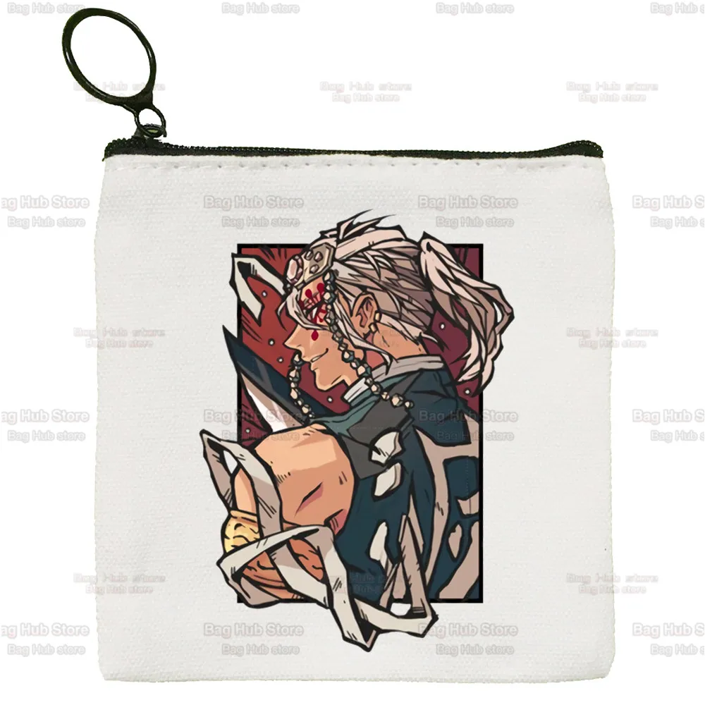 Tengen Uzui Canvas Card Demon Slayer Coin Purse Female Imetsu No Yaiba Anime Cute Simple Coin Mini Zipper Bag
