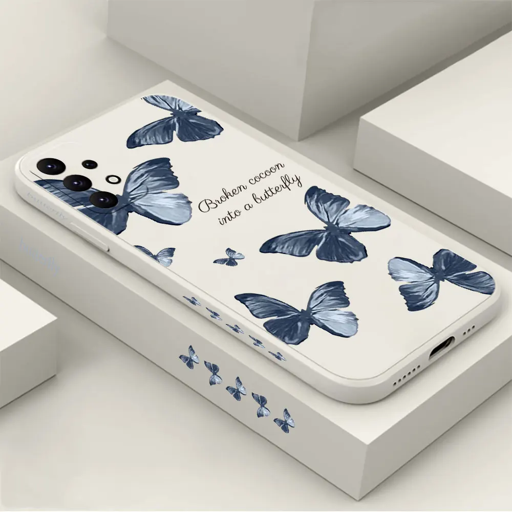 

Lovely Red Blue Butterfly Case For Samsung A91 A73 A72 A71 A53 A52 A51 A42 A33 A32 A31 A23 A22 A21S A13 A12 A03S A02S 5G Cover