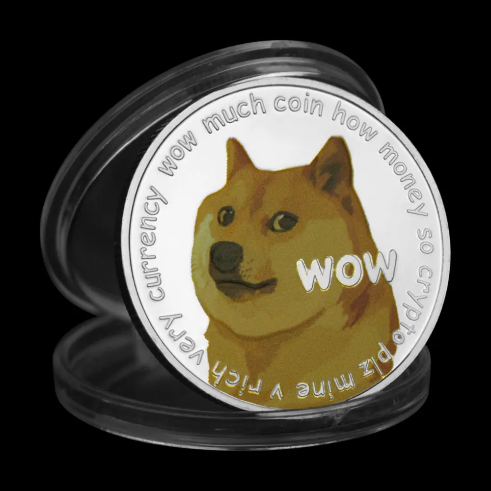 

Dogecoin SIlver Plated Crypto Coins 40mm Souvenirs and Gifts WOW Cute Doge Home Decorations Commemorative Coin