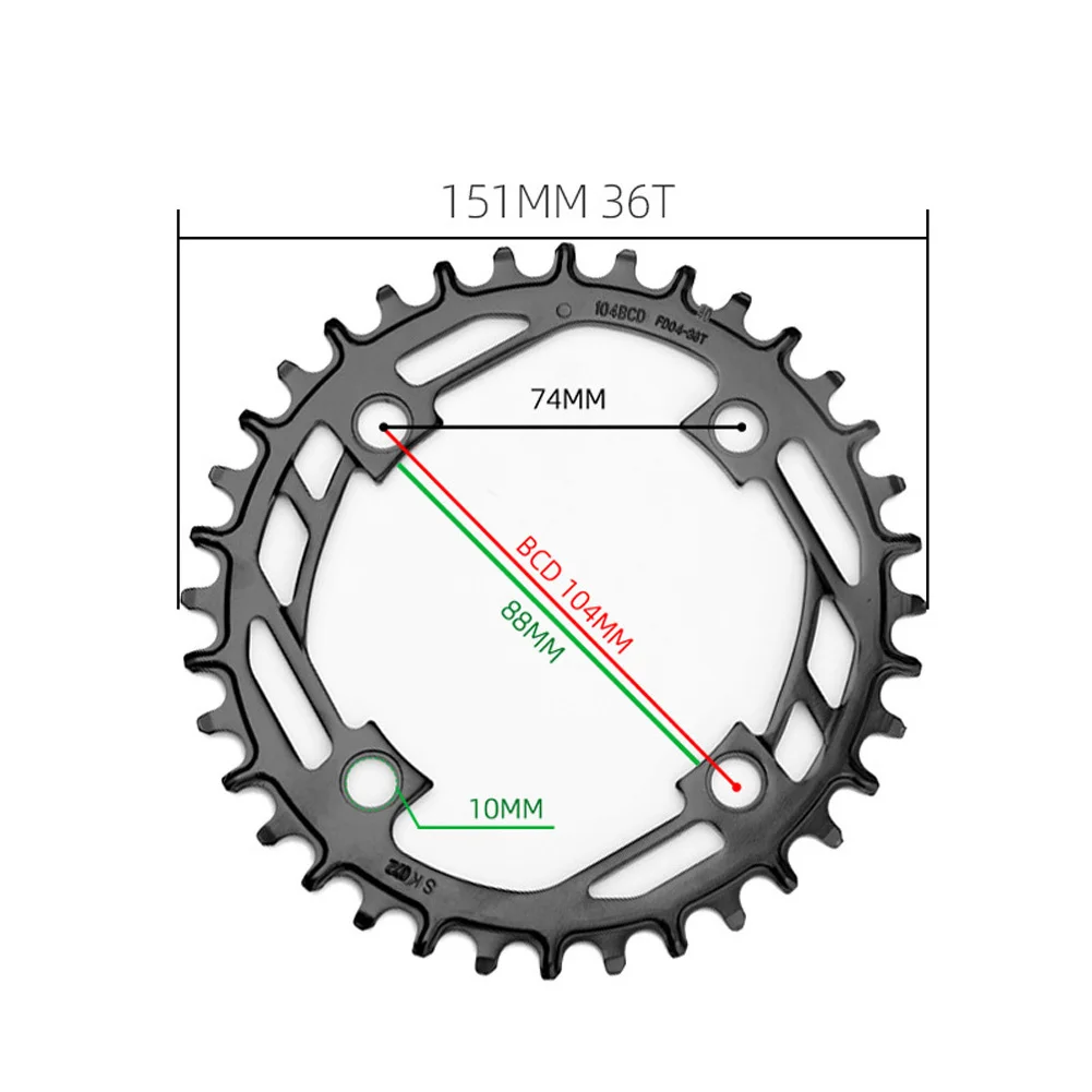

Prowheel Bicycle Narrow Wide Chainring 34/36/38T Chain Wheel MTB Sprocket Tooth 104BCD Positive Negative Single Disc Bike Parts