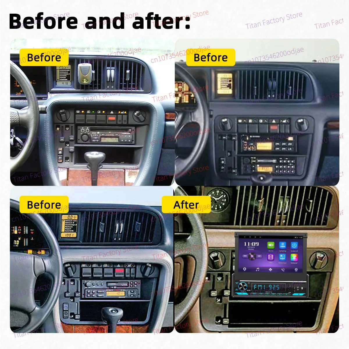 7-дюймовый выдвижной экран Android автомобильное мультимедиа 1 Din радио для Opel Senator B