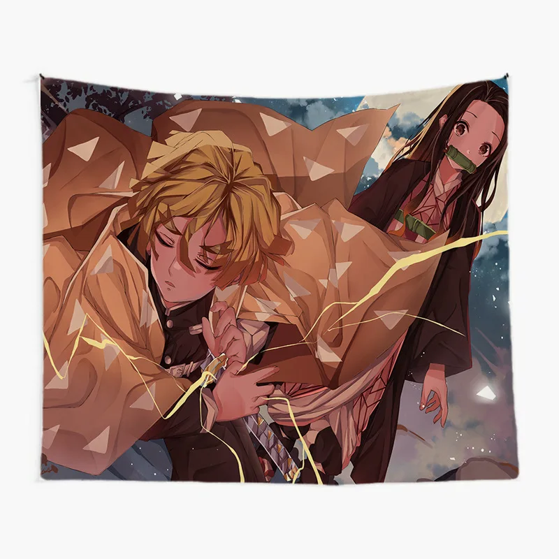 

Japanese Anime Wall Rugs Cartoon Dormitory Demon Slayer Bed Account Tapestry Table Cover Picnic Mats Decor Blanket Background