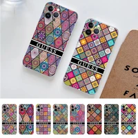luxury brand guess mandala flower totem art phone case for iphone 11 12 13 mini pro xs max 8 7 6 6s plus x 5s se 2020 xr case
