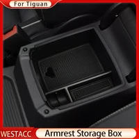 car center armrest storage box for volkswagen vw tiguan mk2 2016 2020 container glove organizer case accessories