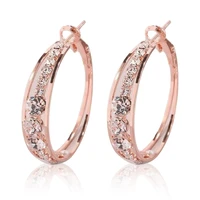 1 pair fashion personalized earrings gold plated diamond earrings circle rhinestone inlaid large hoop earrings for women