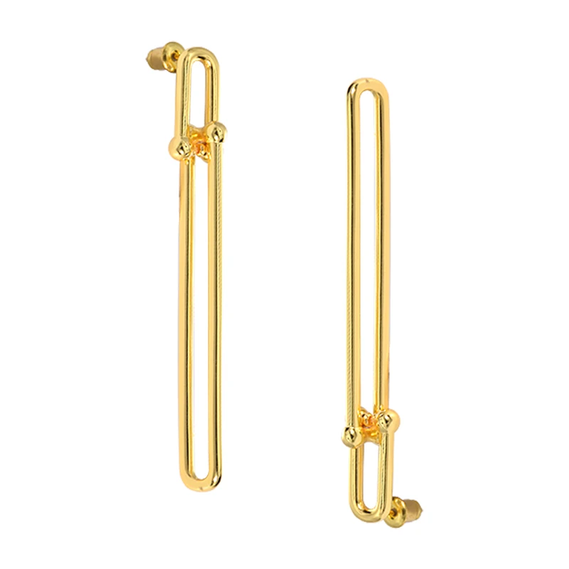

Luxury Brand Earrings For Women Charm Metal Geometric Gold Earrings Women New Simple U-shaped Bamboo Jewelry Femme Wedding
