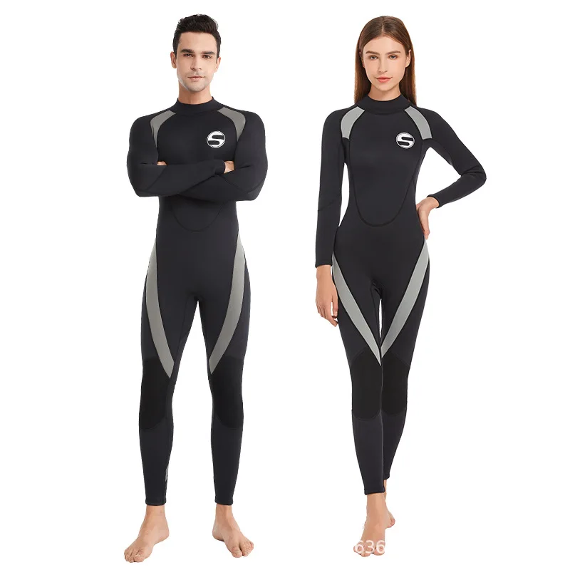 

Men Women's Wetsuit 3mm Neoprene Couple Style One-piece Diving Suit Thickened Warm Sunscreen Swimming Snorkeling Surfing Suit