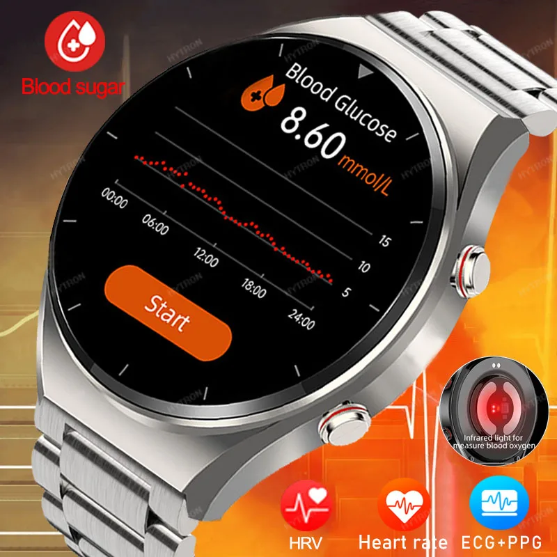 

2023 New Non-Invasive Blood Sugar Smart Watch ECG+PPG Men Heart Rate Blood Oxygen Health Waterproof Smartwatch Body Temperature