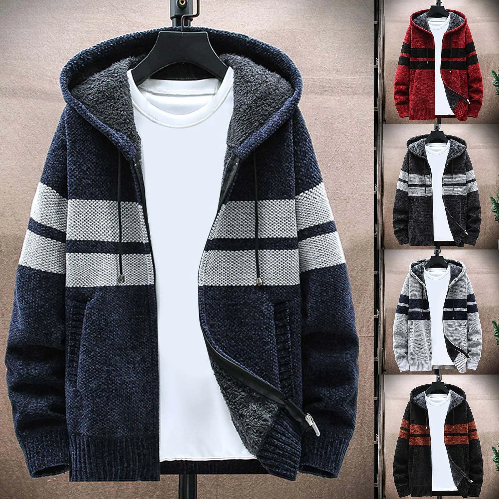 

Модная брендовая вязаная куртка оверсайз, мужские винтажные толстовки, Мужская дышащая толстовка с капюшоном, горячая Распродажа, пальто, теплая Повседневная Уличная одежда