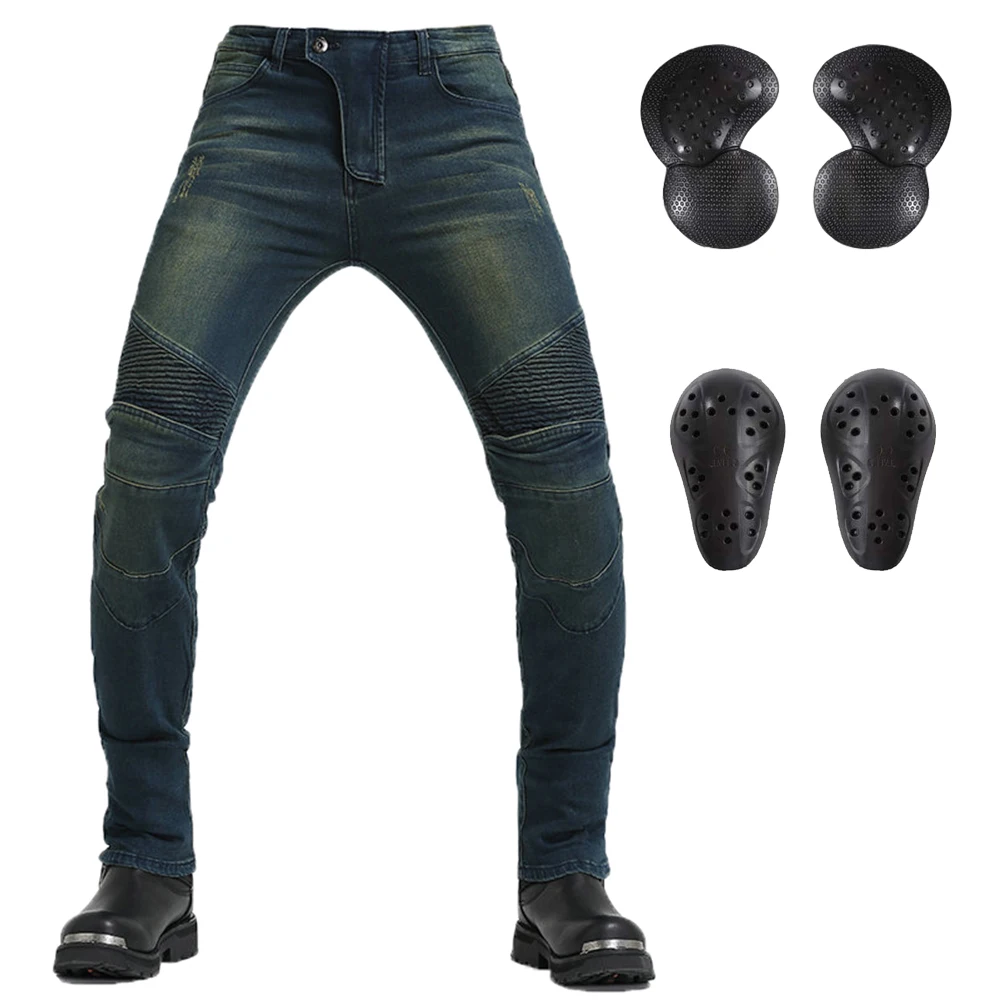 LOMENG Motorcycle Riding Jeans Biker Motocross Pants All Season with CE Removable Armored for Men LMPM45