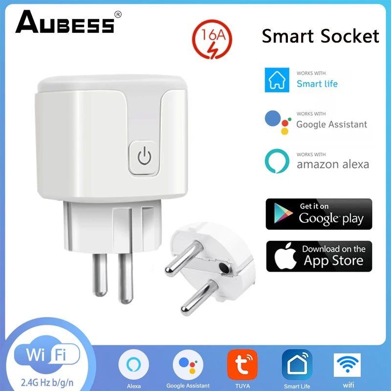 

WiFi Smart Plug 16A EU Smart Power Socket With Power Monitor Tuya APP Control Support Alexa Google Home Yandex Voice Assistant