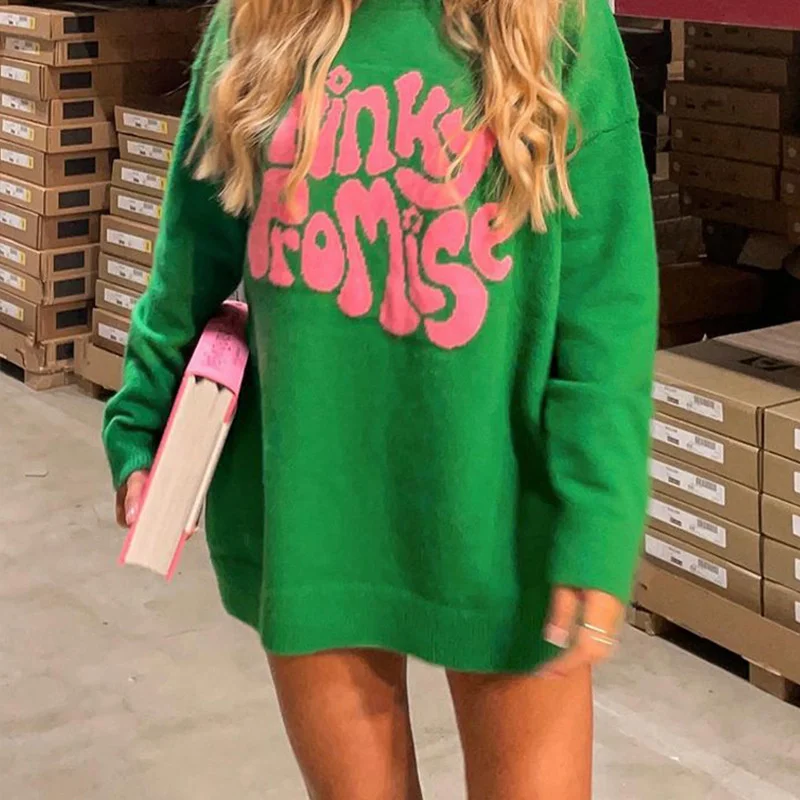 

2023 spring and autumn new round neck long sleeve sweater,letter pattern jacquard knitted sweater,fashion women's pullover