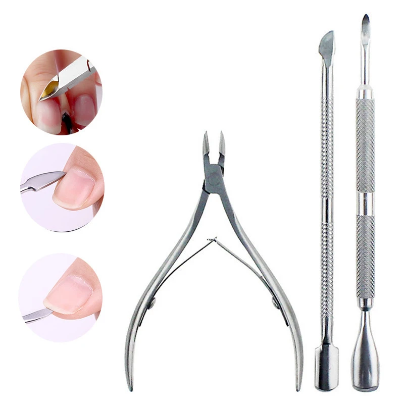 

3pcs Nail Cuticle Scissors Pushers Stainless Steel Cuticle Nipper Cutter Clipper Nail Tools for Nails Art Set Cuticle Remover