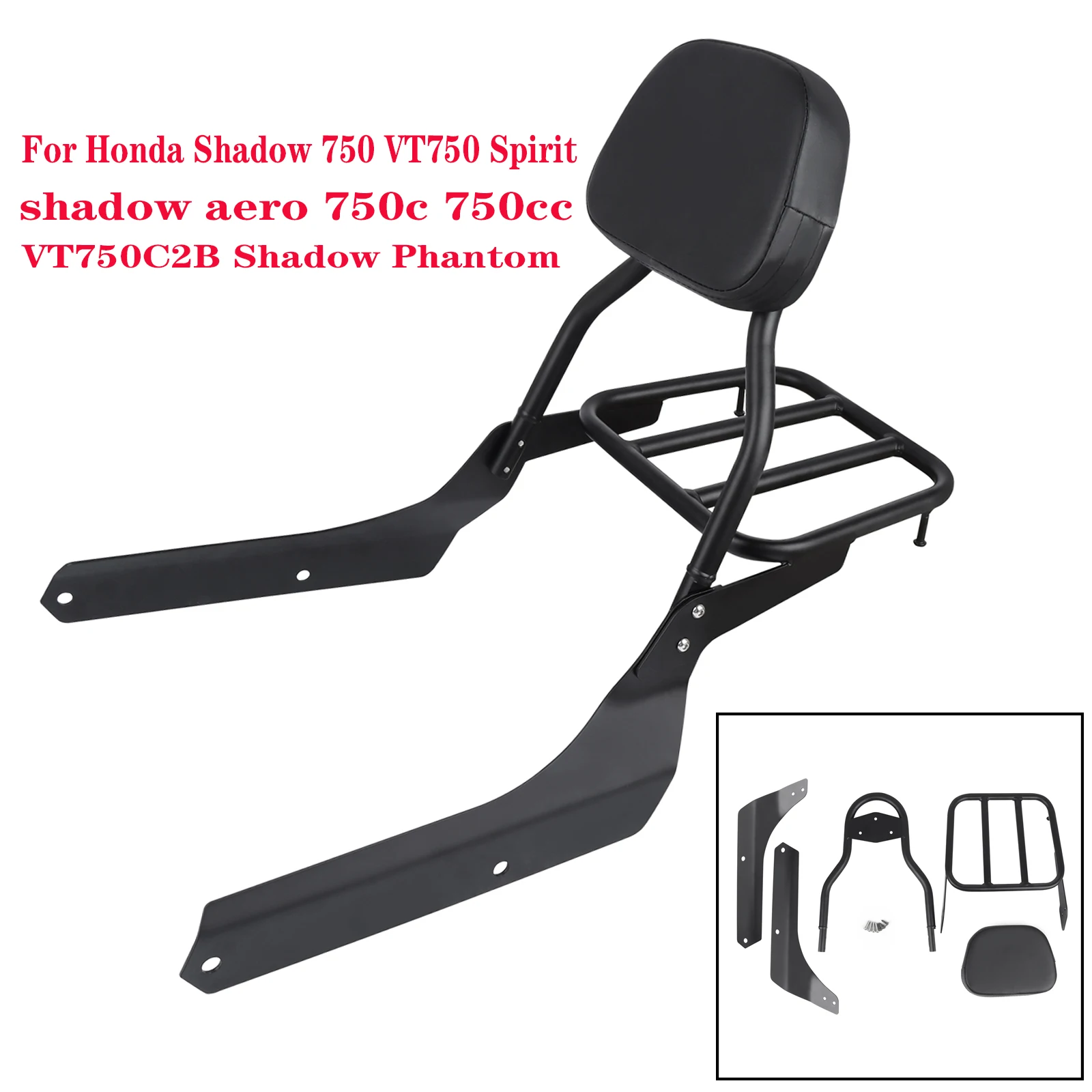 

For Honda Shadow 750 VT750 Spirit shadow aero 750c Sissy Bar Detachable Backrest With Luggage Rack 750cc VT750C2B Shadow Phantom