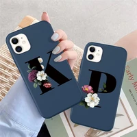 ottwn alphabet letter phone case for iphone 12 11 13 pro xs max cases for iphone 11 12 13 mini rose flower soft silicone cover