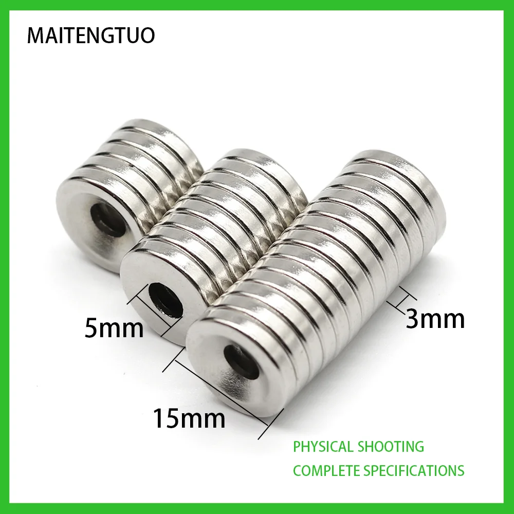 

5~150PCS 15x3-5mm Strong Rare Earth Magnet NdFeB 15*4 mm Hole 4mm Round Countersunk Neodymium Magnetic Magnets N35 15x3-5