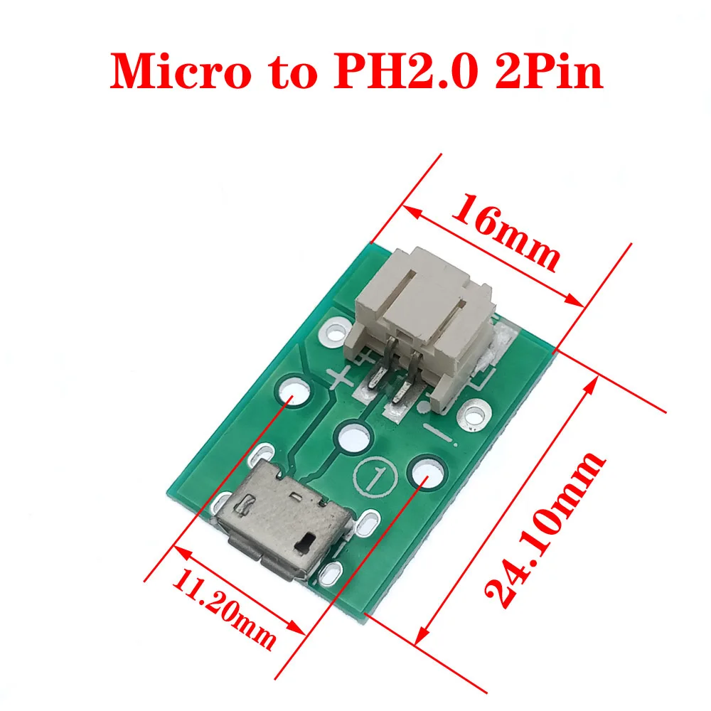 

Плата адаптера питания Micro USB с разъемом V8 «мама» на разъем MX1.25 XH2.54 PH2.0