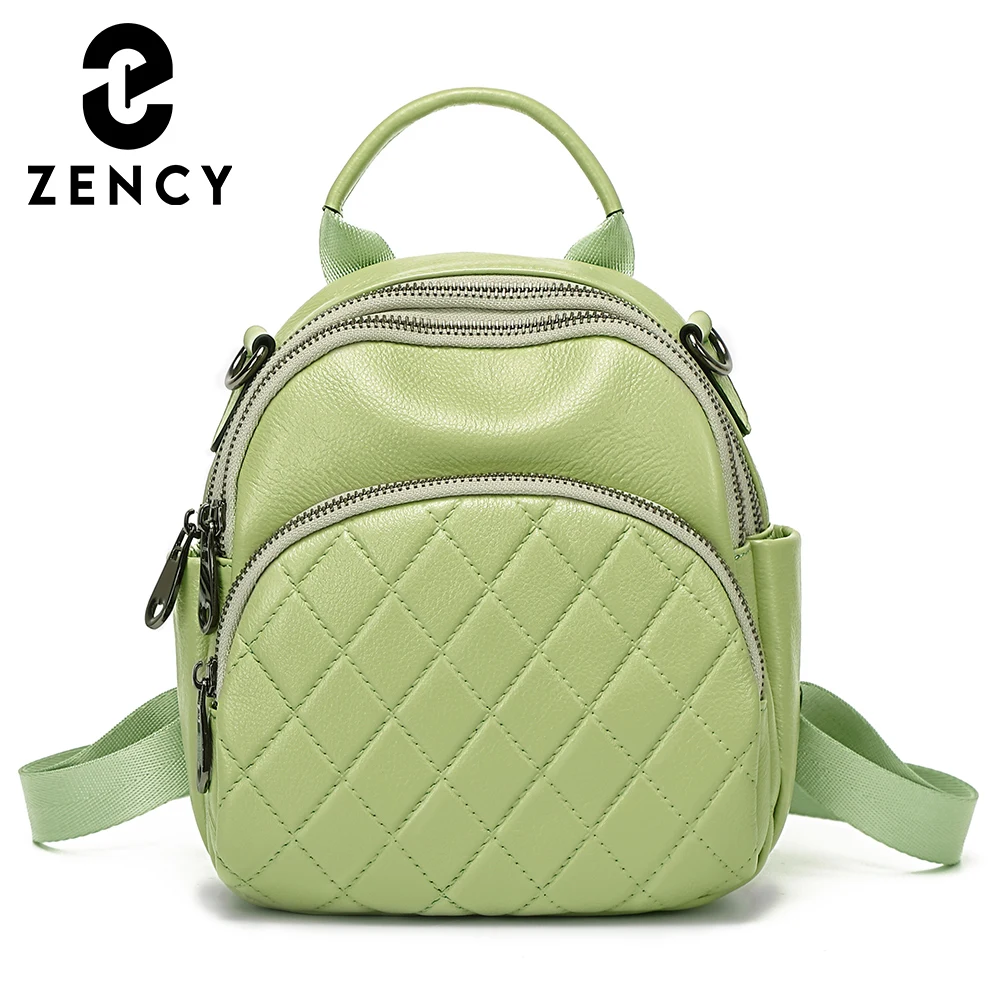 

Женский рюкзак Zency из натуральной кожи, маленькая легкая модная сумка, сумка на плечо с ромбовидной решеткой, дизайнерские Молодежные сумки для девушек