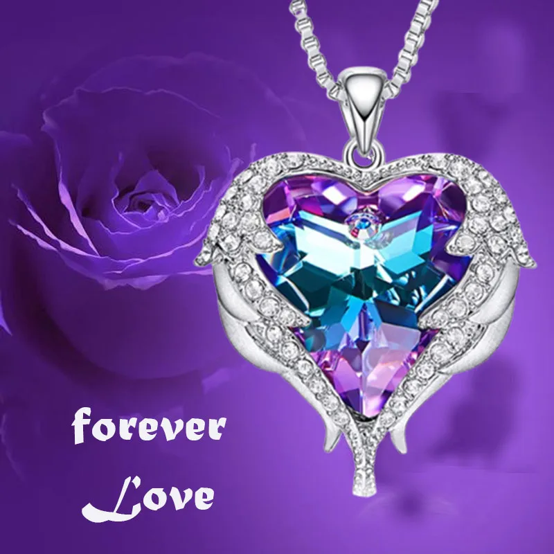 

Heart Necklace Inlaid Crystal Classic Trend Couple Pendant Jewelry Gifts Sweet and Romantic Accessories for Women