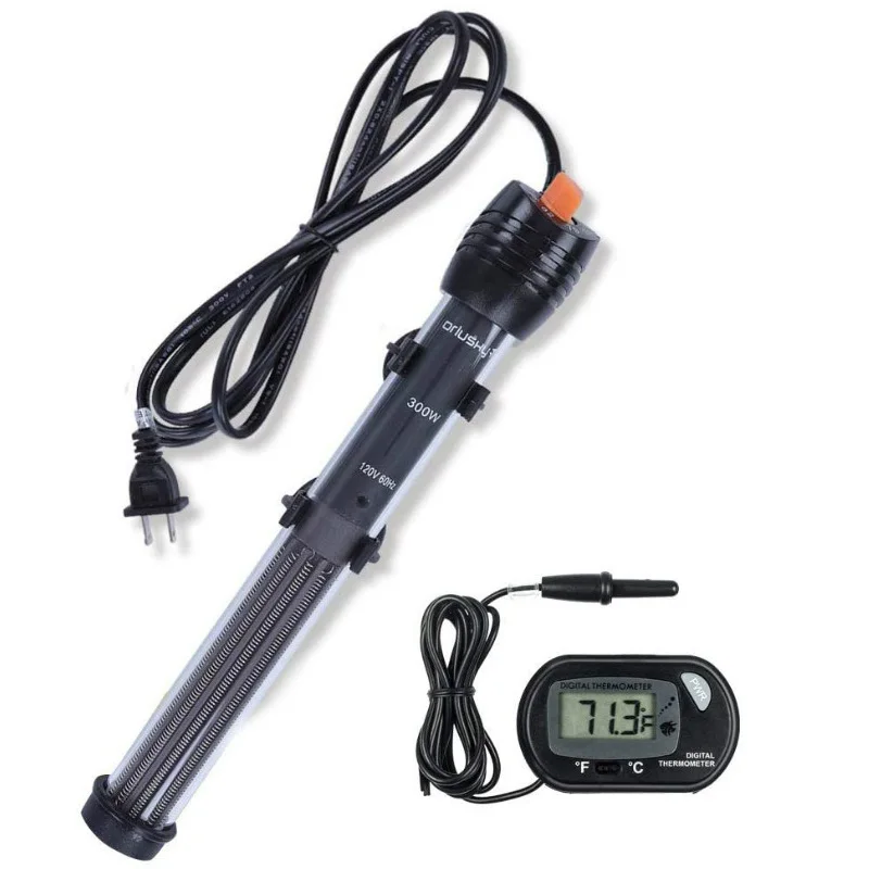 

Fish Tank Knob Thermostat Thermometer Marine Saltwater Freshwater Submersible Aquarium Heater