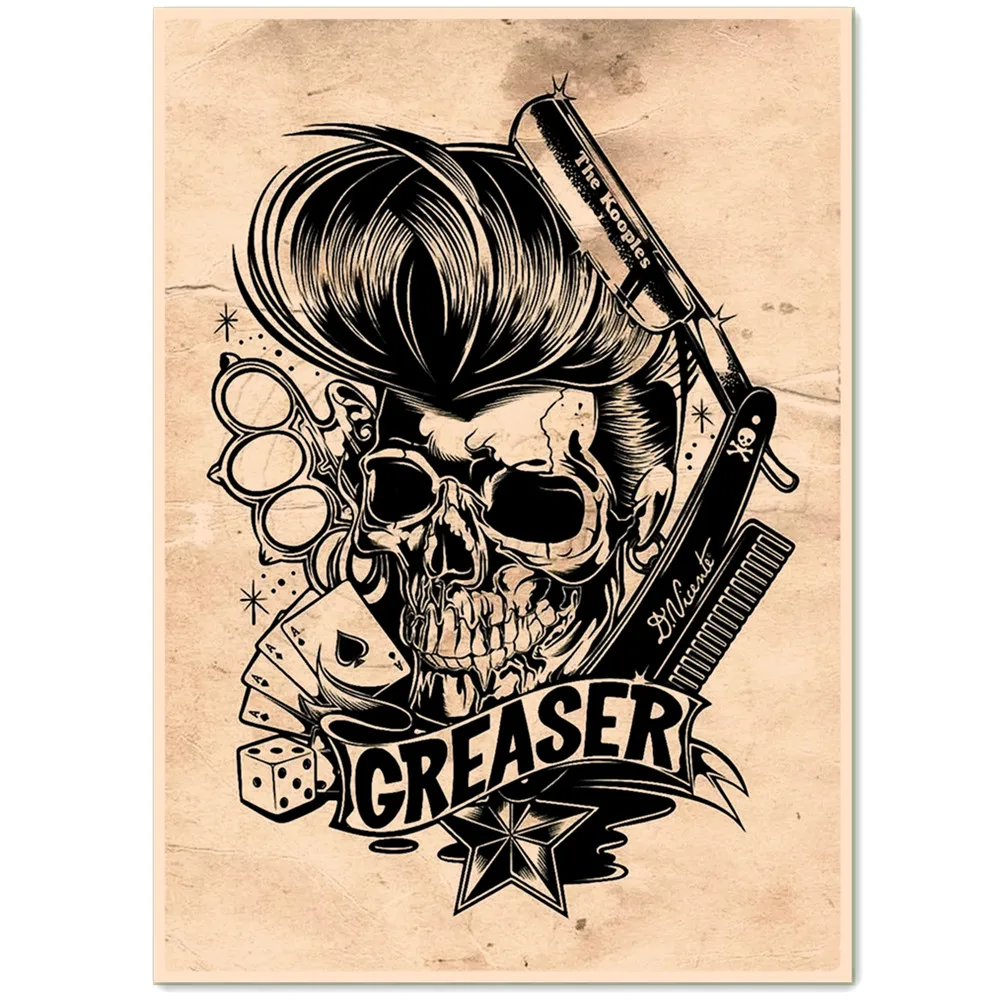 

Постеры и принты GREASER SHAVE & CUT, Настенная картина для татуировки, искусство парикмахерской, настенное украшение, картина, настенная наклейка, фреска