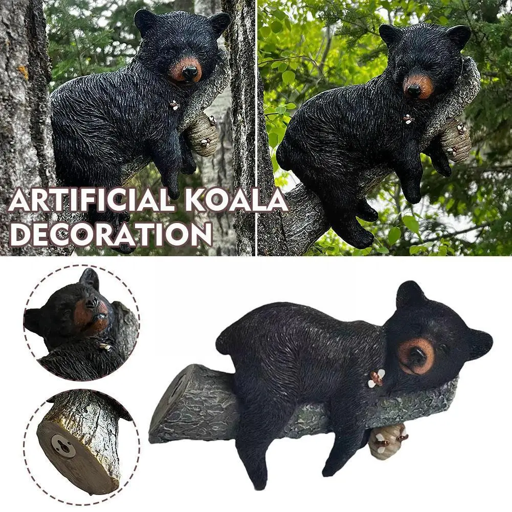 Садовая уличная сказочная Забавная фигурка в виде черного медведя, подвесная милая фигурка животного для декорации дерева в дворе, домашняя фигурка T2Y7