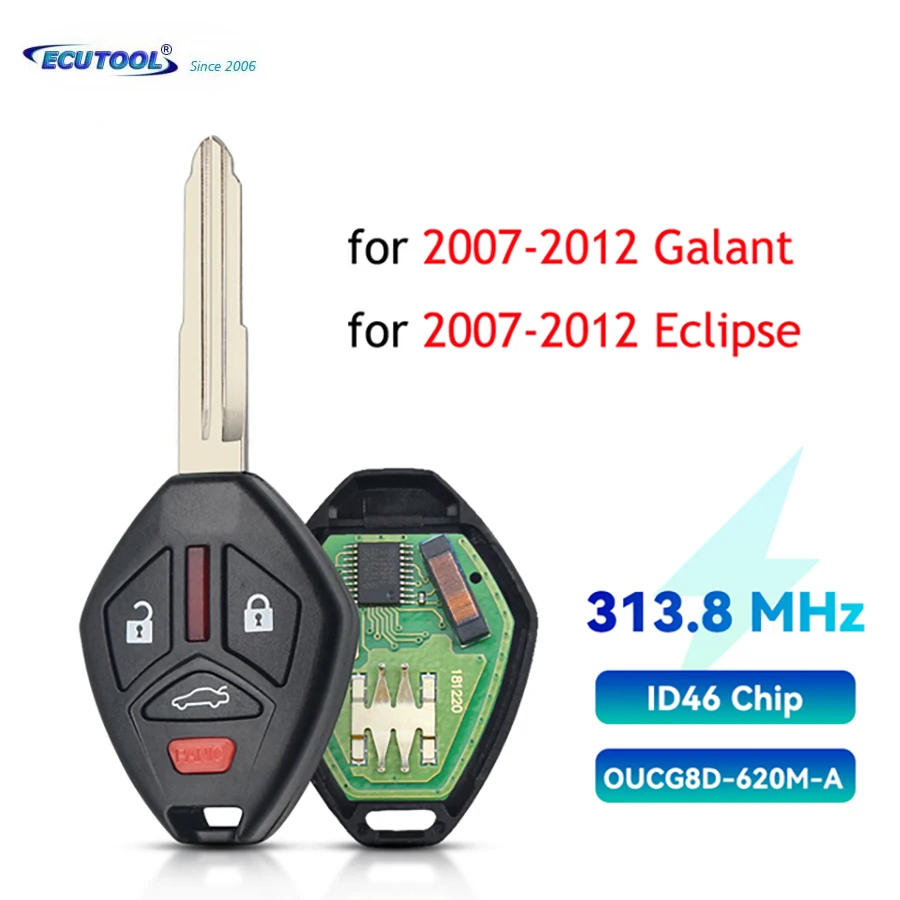 

ECUTOOL 313.8MHz 4 Buttons For Mitsubishi Galant Eclipse Lancer Outlander 2007-2011 Fob ID46 Chip OUCG8D-620M-A Car Remote Key