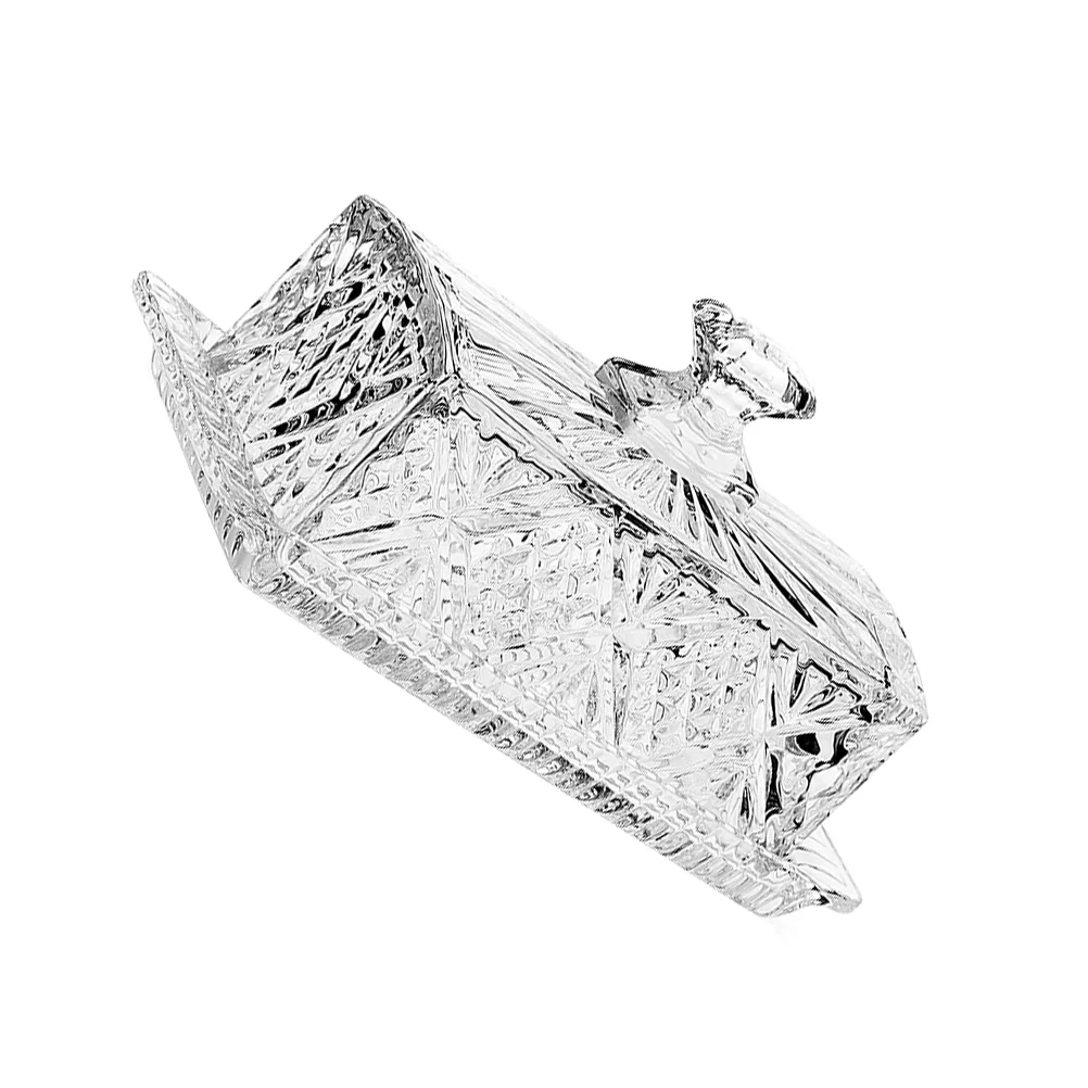 

Butter Dish Glass Plateholder Container Cheese Keeper Covered Cover Serving Transparent Box Crystal Lid Tray Dessert French