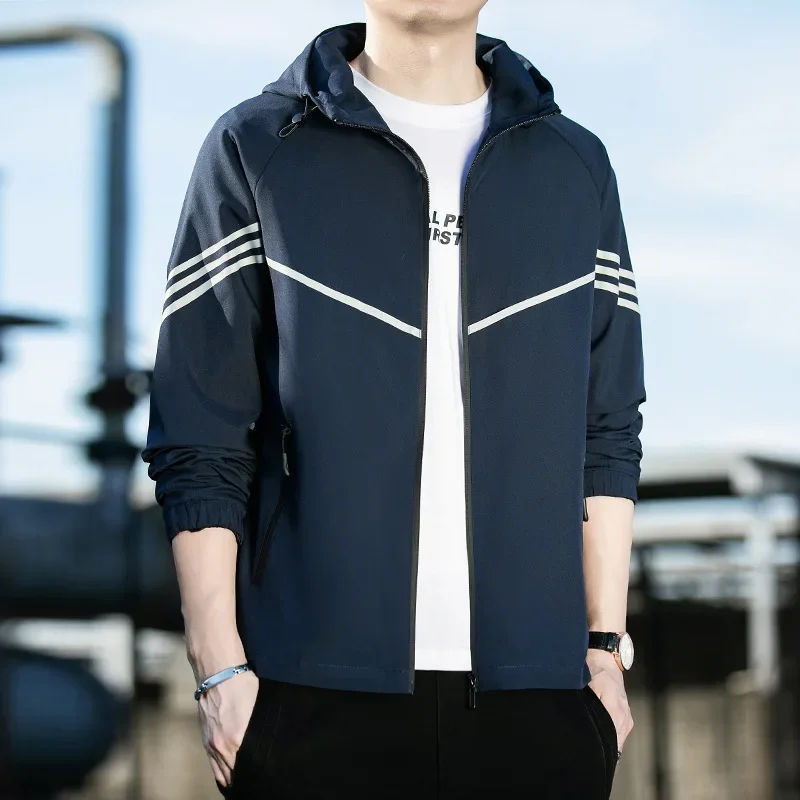 Повседневная мужская куртка 2022 осенняя модная свободного кроя с капюшоном