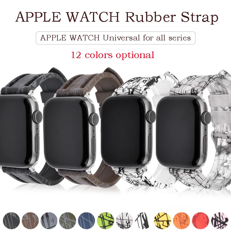 

Ремешок резиновый для Apple Watch Band 44 мм 40 мм 38 мм 42 мм, аксессуары для iWatch 7 6 SE 5 4, 41 мм 45 мм