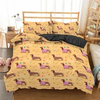 bedding set cartoon dachshund queen size duvet cover for kids children 3d quilt soft comforter single twin bed clothes