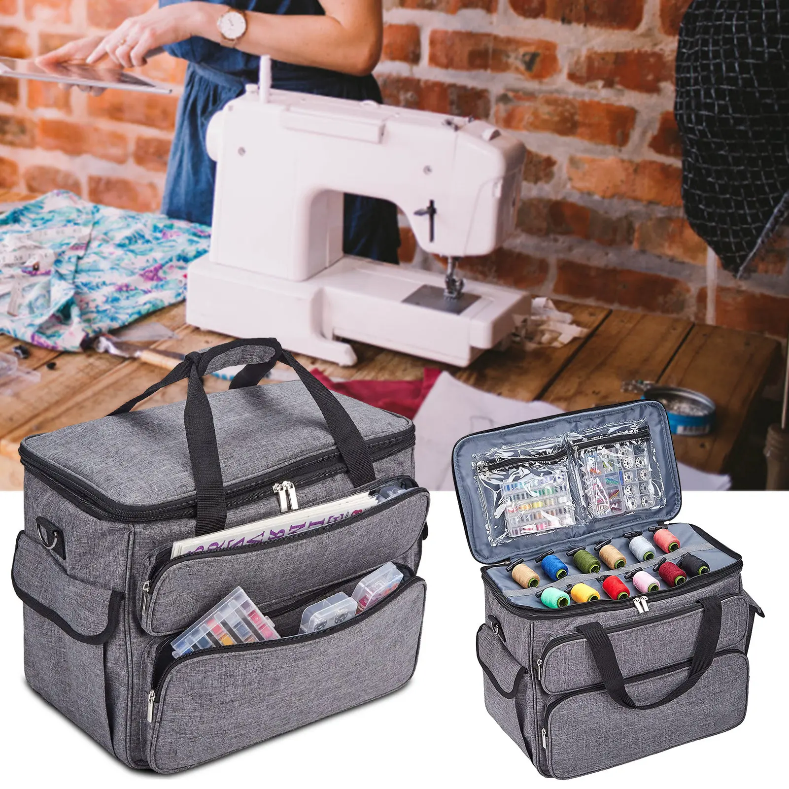 

Large Capacity Sewing Machine Storage Sewing Machine Accessories Tote Multi-functional Portable Home Organizer Thread Yarn Bag