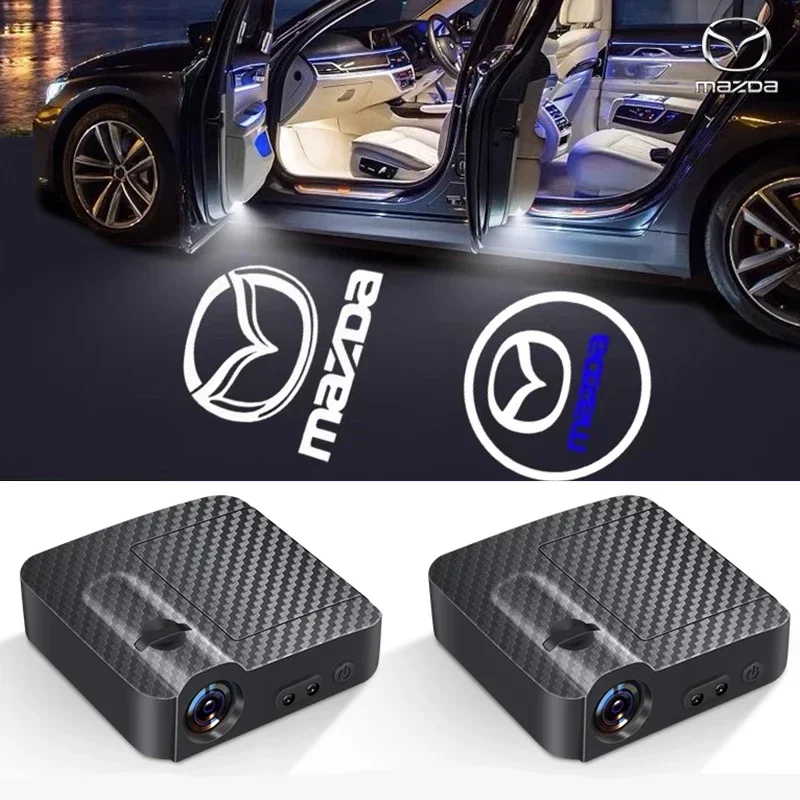 2025 New For Mazda 2pcs Car Door Welcome Lamp Laser Projector Shadow Lights Speed MS 2 3 6 5 gg gj gh cx5 cx30 cx3 mx-