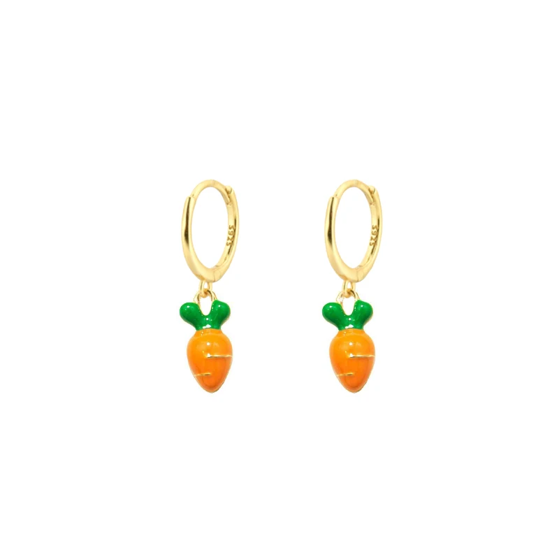 

Gold Filled Yellow Color Enamel Carrot Pendant Drop Earring for Women Lovely Jewelry Party Piercing Pendiente Fashion Gift 2022