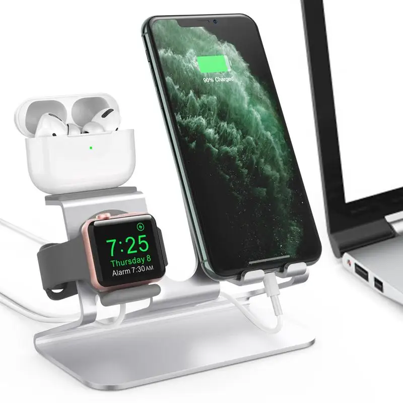 

Fast Charger 3 In 1 Aluminum Charging Dock Station For AirPodss Non-slip And Scratch-resistant Durable Charge