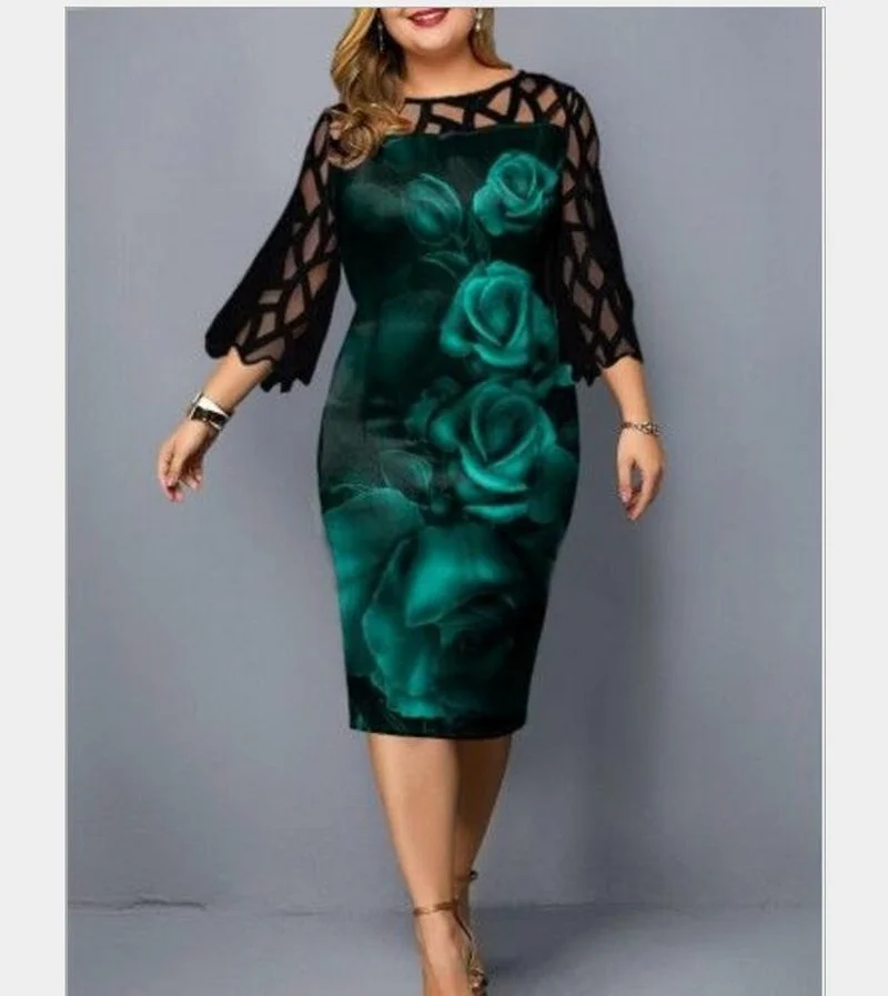 

Женское платье с геометрическим принтом, размеры до 6XL