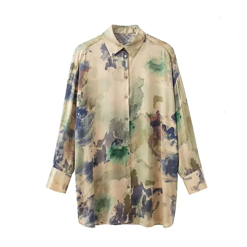 

Женская блузка большого размера Nlzgmsj ZBZA, атласная блузка с длинным рукавом, Свободная Повседневная блузка, весна-лето 2022