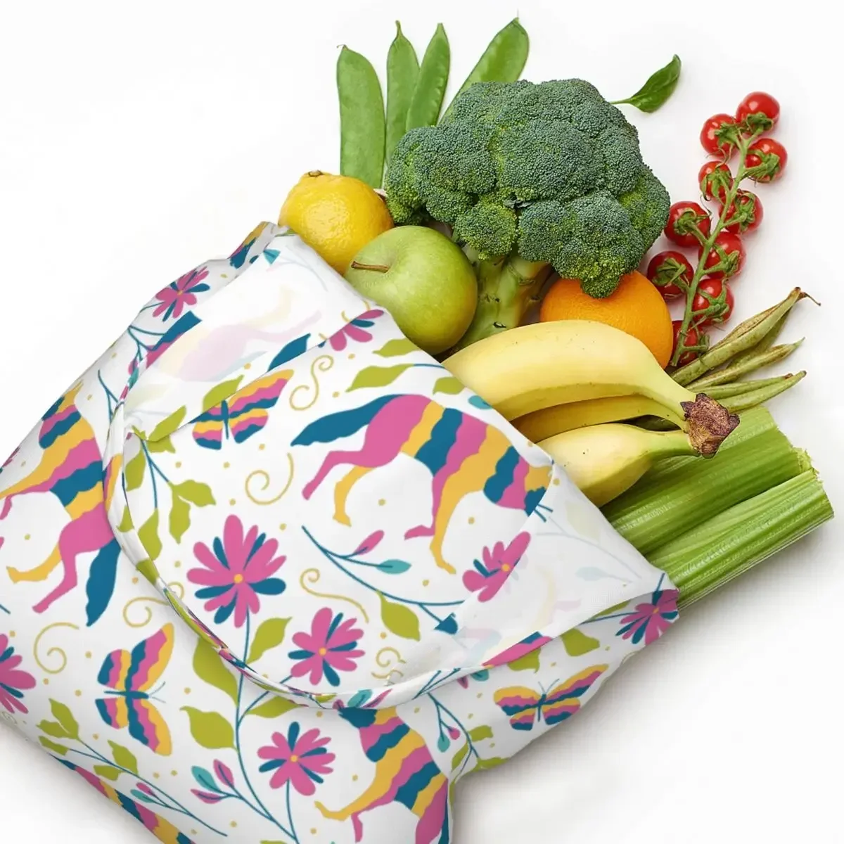 Сумка-тоут с мексиканской вышивкой отами на заказ и волками прочная парусиновая