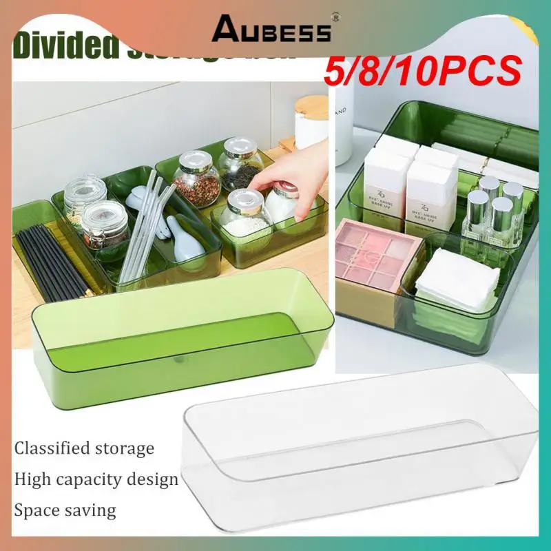 

5/8/10PCS Rectangular Storage Box Plastic Plastic Storage Box Office Desk Organizer Box High Quality Household Accessories