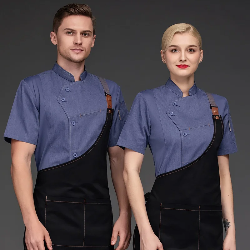 

Chef Jacket and Apron for Men Women Restaurant Kitchen Cook Waiter Waitress Uniform Bakery Bar Cafe Clothes