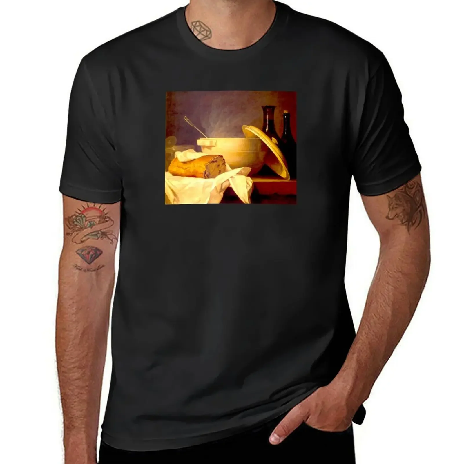 Футболка мужская оверсайз с рисунком хлеба и вина от Anne Vallayer