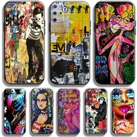 street graffiti oil painting phone case for samsung galaxy s22 s21 s20 plus ultra 5g case for samsung s21 s20 fe black back
