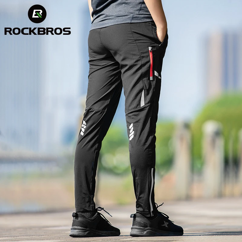 ROCKBROS Light Comfortable Cycling Pants Men Women Spring Summer Breathable Hight Elasticity Sports Pants Reflective Trousers