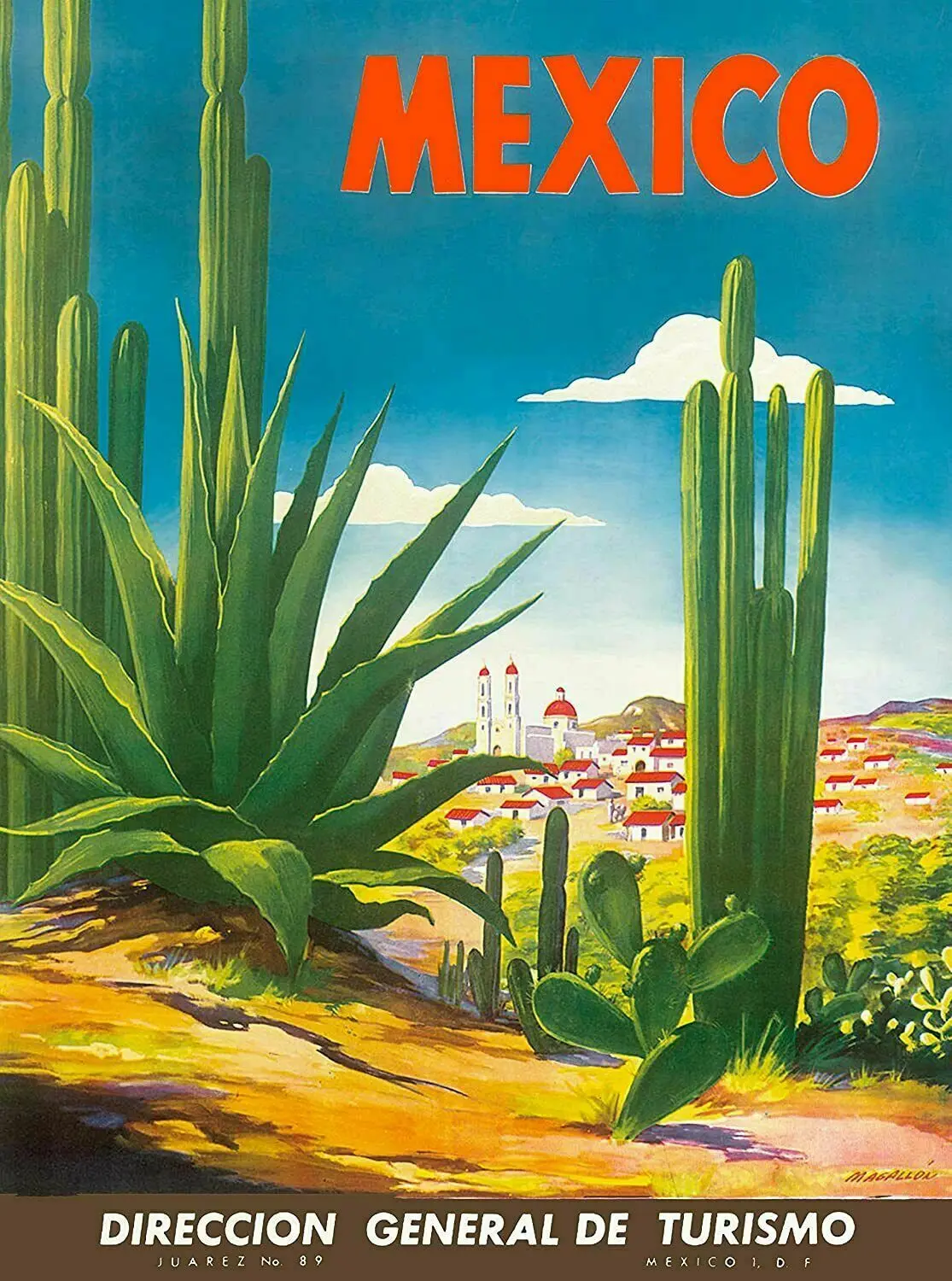 Винтажный Ретро мексиканский кактус Decert 1950 Путешествия Искусство Печать