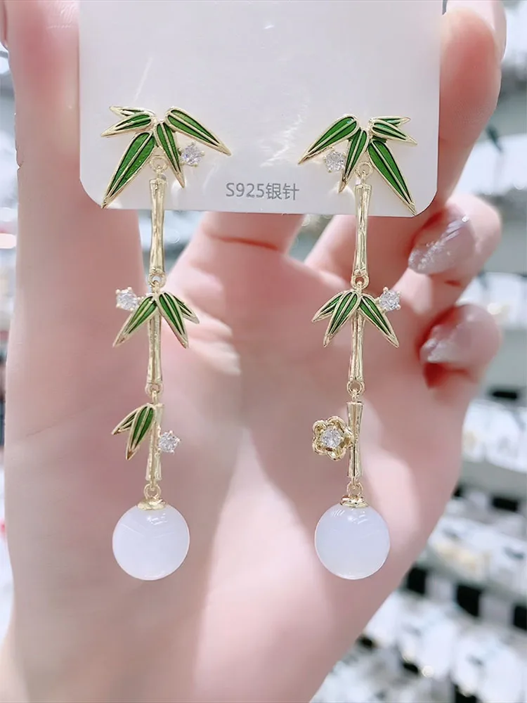 Новые китайские изумрудные бамбуковые серьги Sle высококачественные легкие