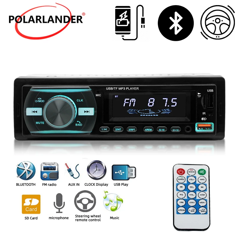 

Mp3-плеер PolarLander Автомобильный многофункциональный 1 din с поддержкой USB/TF-карт, FM и встроенным Bluetooth, 12 В