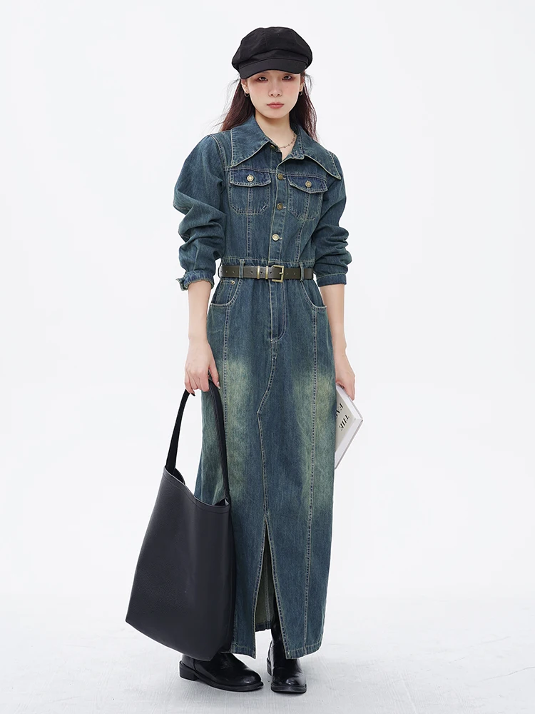 Hanada витрина Htmeme художественная галерея ~ джинсовое платье для женщин весна-осень