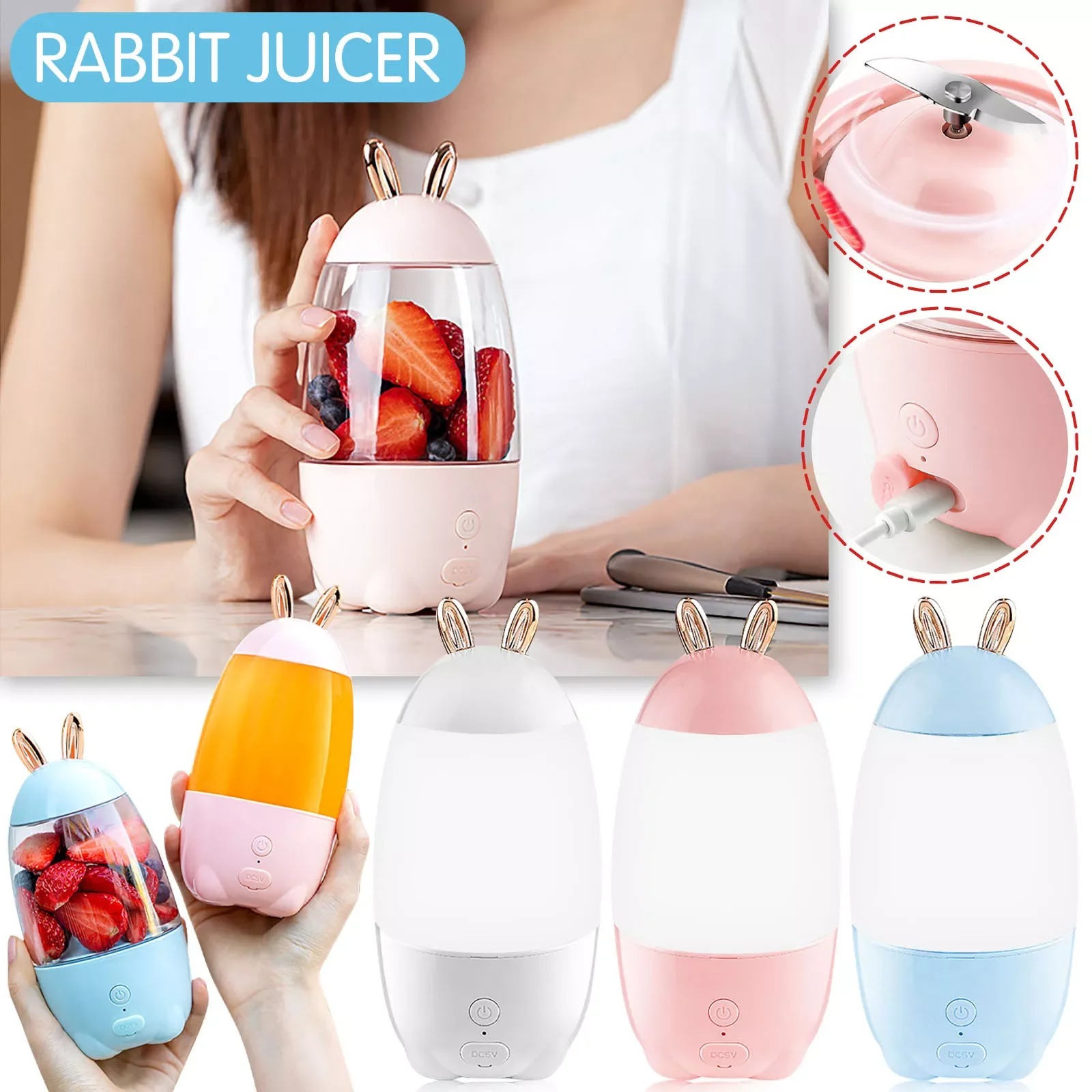 

Portable Juicer Personal Small Juicer For Smoothies And Fresh Juice Fresh Juice With Rechargeable USB Compact Cup Juicer Tool