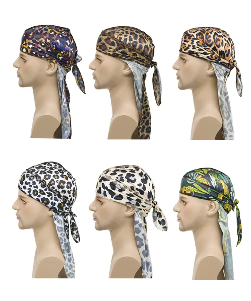 

Модные камуфляжные мужские шелковые дорожные сумки, тюрбан с принтом, мужские шелковые головные уборы Durag, бандейские головные уборы, аксес...